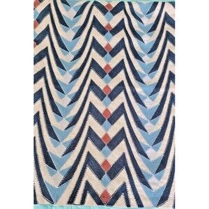 Synergy Textured Embroidered Cotton Euro Pillow Cover 20”x20” Beige & Blue NWOT